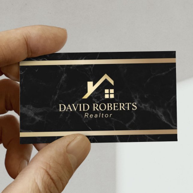 Modernes Gold House Real Anwesen Realtor Black Mar Visitenkarte (Von Creator hochgeladen)