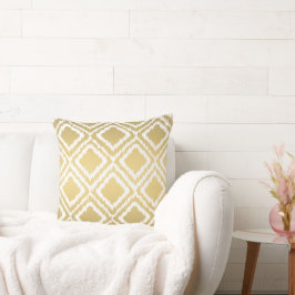 Modernes Gold Ikat Diamond Muster Kissen