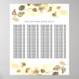 Modernes Gold Leaf Hochzeitsdiagramm Poster