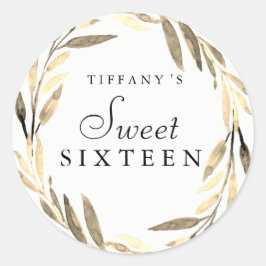 Modernes Gold Leaf Wreath Sweet 16 Sticker