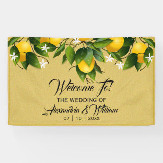 Modernes Gold Lemon Frucht | Hochzeit Banner