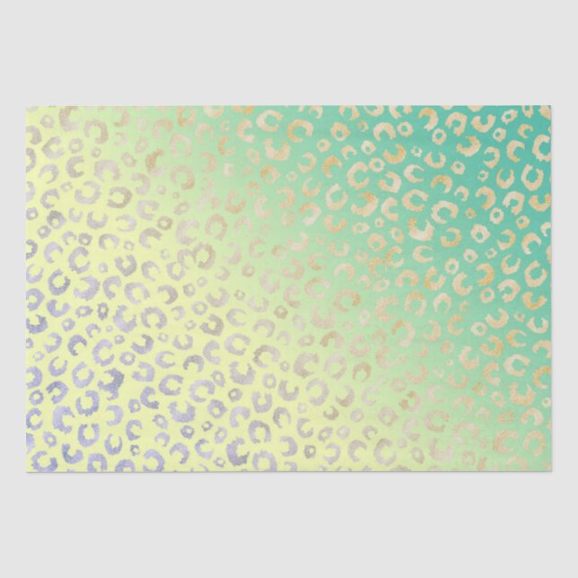 Modernes Gold Leopard Print Yellow Minze Design Seidenpapier (Vorderseite)
