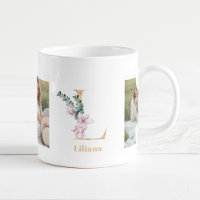 Modernes Gold Letter L-Blume | Monogramm für zwei 