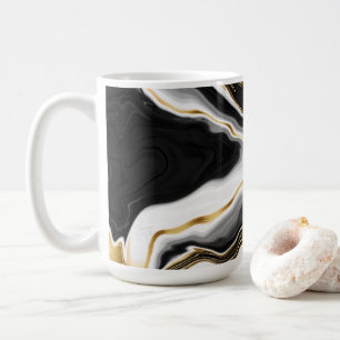 Modernes Gold Liquid Swirl Malerei ästhetisches D Kaffeetasse