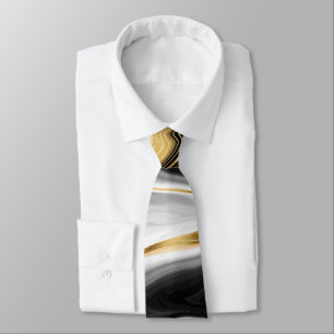 Modernes Gold Liquid Swirl Malerei ästhetisches D Krawatte