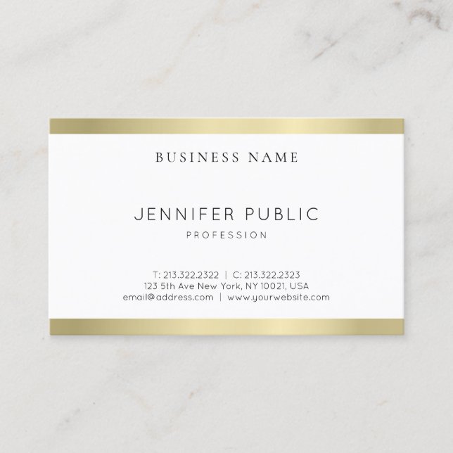 Modernes Gold Look Design Schlicht Beruflich Visitenkarte (Vorderseite)