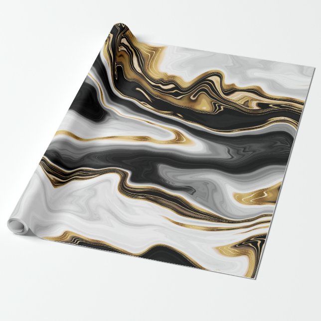 Modernes Gold-Marmorgemälde ästhetisch Geschenkpapier (Ungerollt)