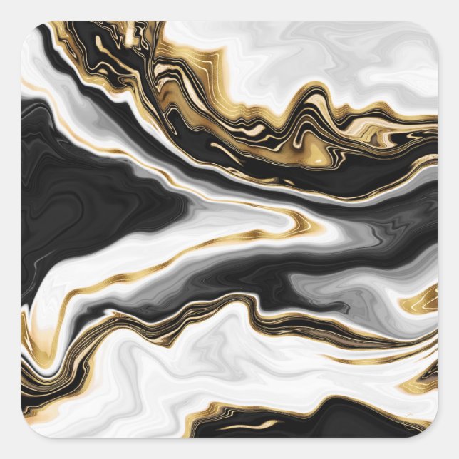 Modernes Gold-Marmorgemälde ästhetisch Quadratischer Aufkleber (Vorderseite)