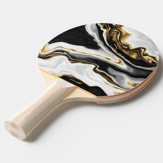 Modernes Gold-Marmorgemälde ästhetisch Tischtennis Schläger (Vorderseite)
