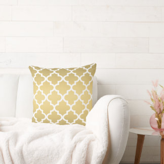 Modernes Gold marokkanisches Quatrefolienmuster Kissen