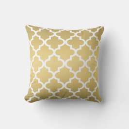 Modernes Gold marokkanisches Quatrefolienmuster Kissen