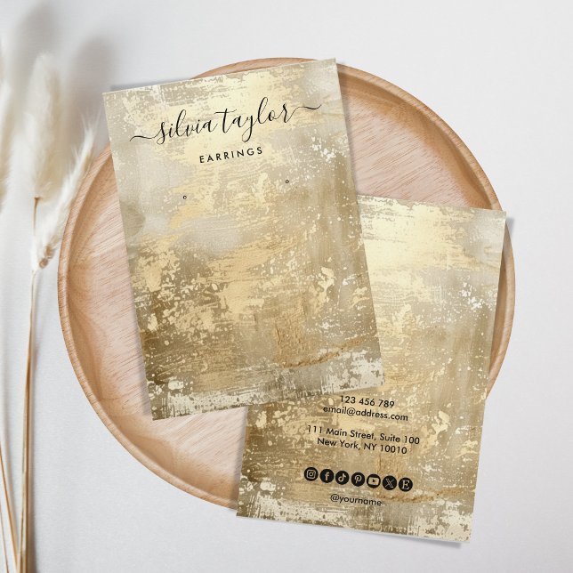 Modernes Gold Metal mit einfachem Earring Display Visitenkarte (old gold metal texture)