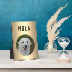 Modernes Gold Metallic Dog Pet Foto Fotoplatte