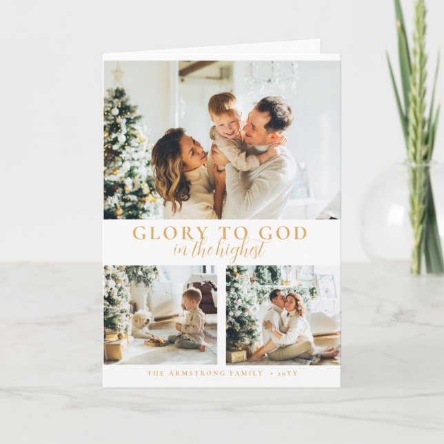 Modernes Gold Minimalistisch Religiöse Weihnachten (Vorderseite)