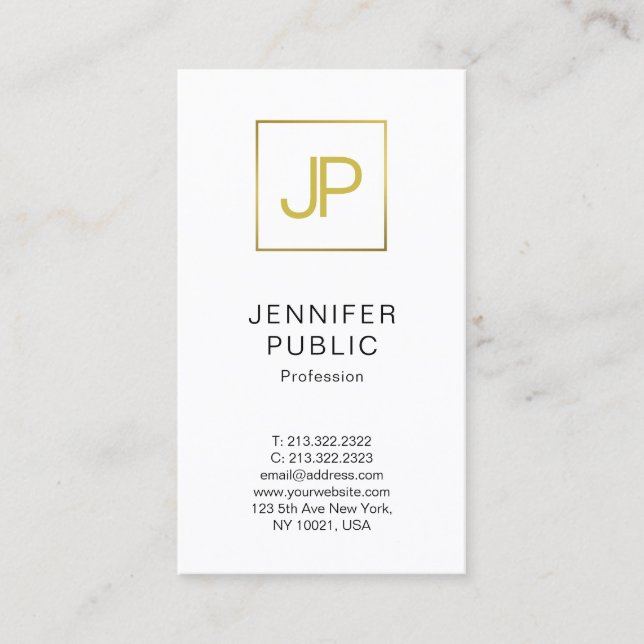 Modernes Gold Monogram Beruflich kreatives Design Visitenkarte (Vorderseite)