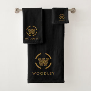 Modernes Gold-Monogramm-Logo Badhandtuch Set