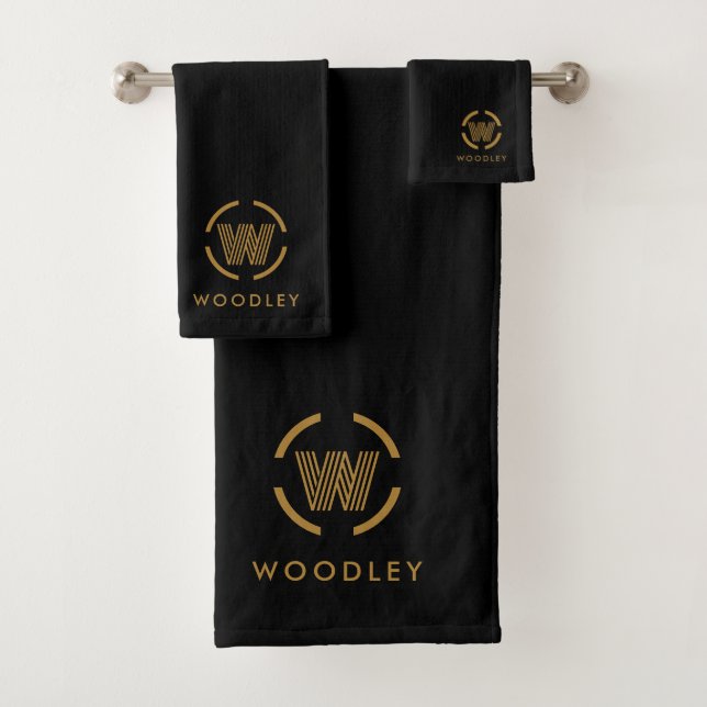Modernes Gold-Monogramm-Logo Badhandtuch Set (Insitu)