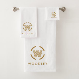 Modernes Gold-Monogramm-Logo Weiß Badhandtuch Set