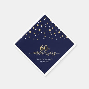 Modernes Gold & Navy 60-jähriges Party Napkins Serviette