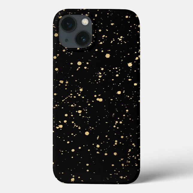 Modernes Gold Paint Spritzer Muster auf schwarz Case-Mate iPhone Hülle (Rückseite)