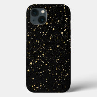 Modernes Gold Paint Spritzer Muster auf schwarz