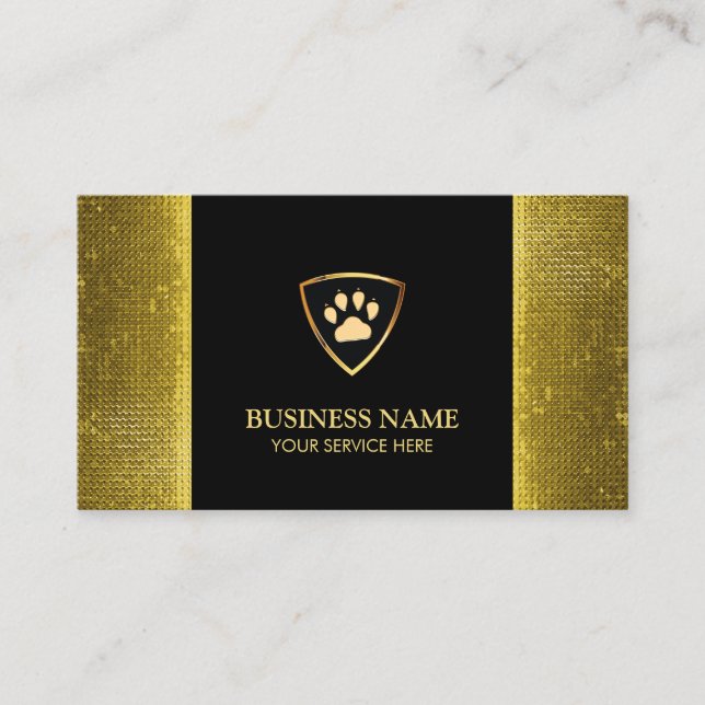 Modernes Gold Paw Logo Sitzplatz Visitenkarte (Vorderseite)