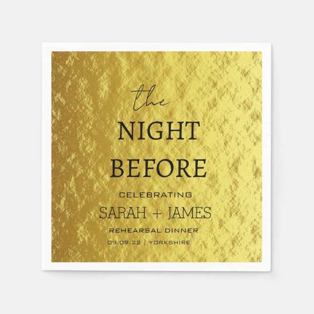 Modernes Gold Probe Dinner am Vorabend Serviette (Vorderseite)