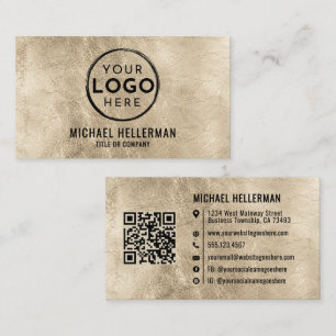 Modernes Gold Professional Company Logo QR Code Visitenkarte