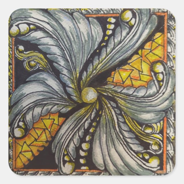Modernes Gold Quadratischer Aufkleber (Vorderseite)