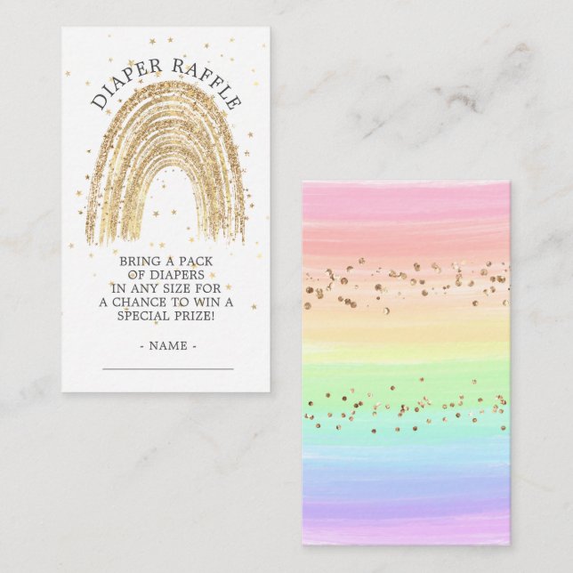 Modernes Gold Rainbow Baby Dusche Windeln Raffel Begleitkarte (Vorne/Hinten)