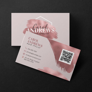 Modernes Gold Rose Haar Stylist Friseur Schönheit Visitenkarte