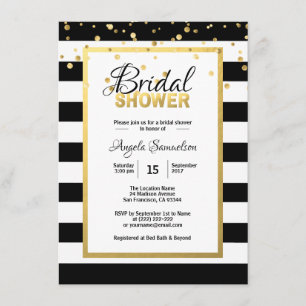 Modernes Gold Schwarz-weiß Stripes Brautparty Einladung