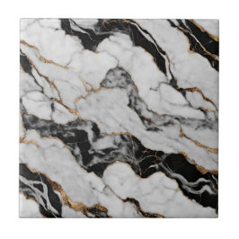 Modernes Gold Schwarz-weiße Imitate Marmor Fliese