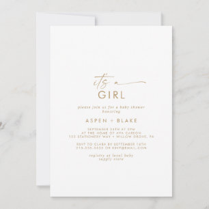 Modernes Gold Script Es ist eine Girl Baby Dusche Einladung