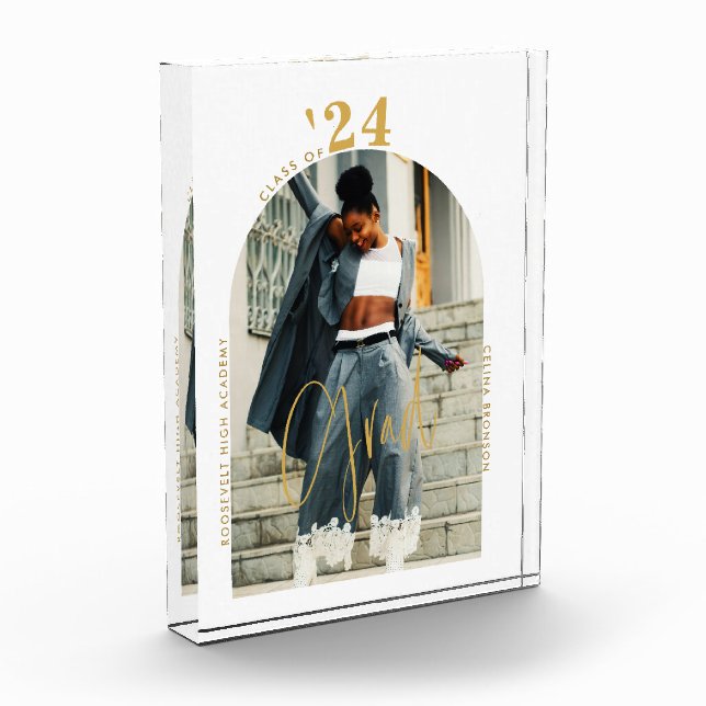 Modernes Gold Script Foto 2024 Minimaler Abschluss (Links)