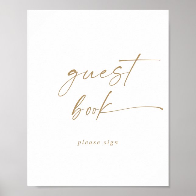 Modernes Gold Script Guest Book Sign Poster (Vorne)