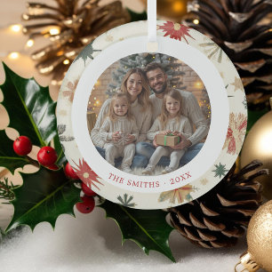 Modernes Gold Snowflakes Foto Ornament Aus Glas