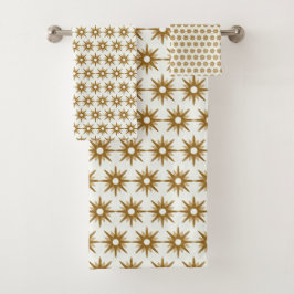 Modernes Gold-Sternexplosion-Muster des Mittelalte Badhandtuch Set