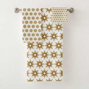Modernes Gold-Sternexplosion-Muster des Mittelalte Badhandtuch Set