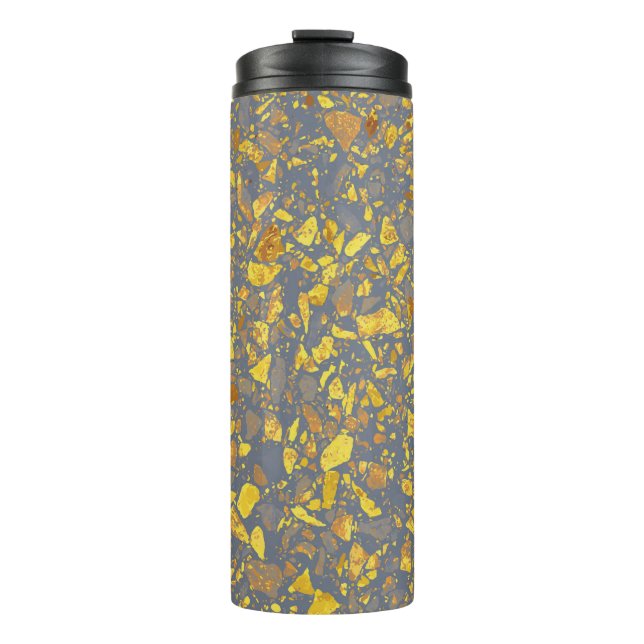 Modernes Gold Terrazzo Muster Thermosbecher (Vorderseite)