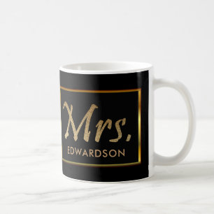 Modernes Gold u. schwarze Frau personalisierte Kaffeetasse