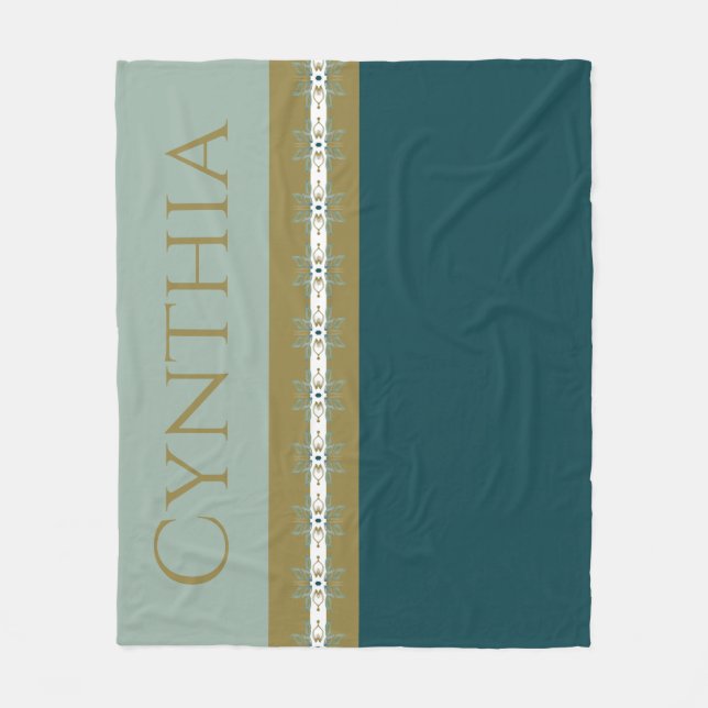Modernes Gold und Aquamarin Fleecedecke (Vorderseite)