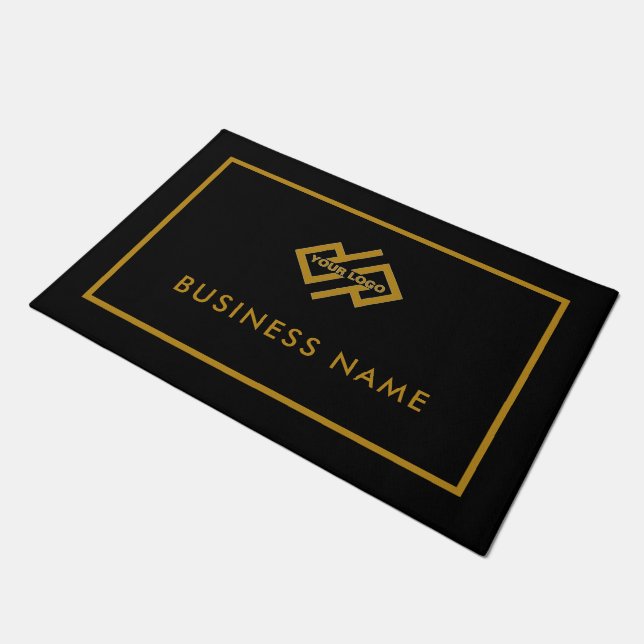 Modernes Gold- und Black-Company-Logo Fußmatte (Schrägansicht)