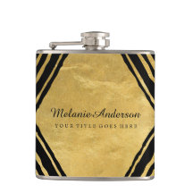Modernes Gold und schwarze personalisierte Flasche