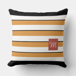 Modernes Gold und schwarze Streifen Kissen