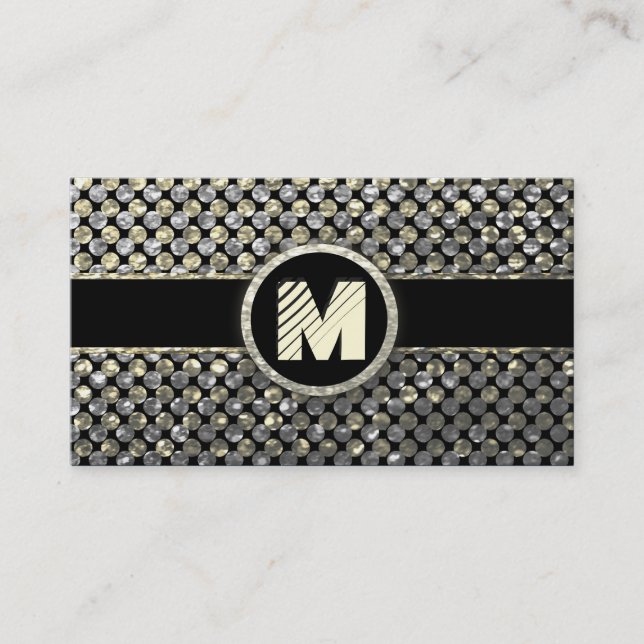 Modernes Gold-und Silber-Monogramm Visitenkarte (Vorderseite)