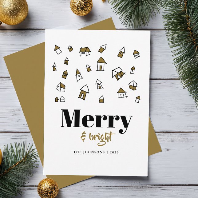Modernes Gold und Weiß Merry und helle Weihnachten (Von Creator hochgeladen)