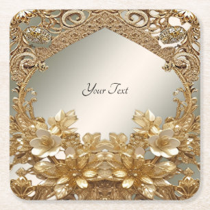 Modernes Gold Verziert-Blumenpapier Untersetzer