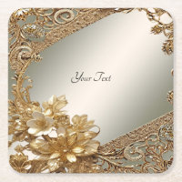 Modernes Gold Verziert-Blumenpapier Untersetzer