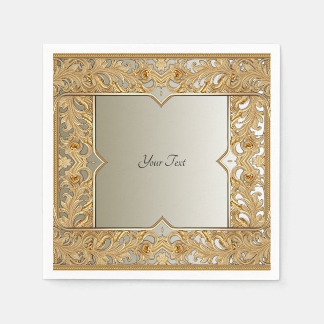 Modernes Gold Verziert Napkins Serviette (Vorderseite)